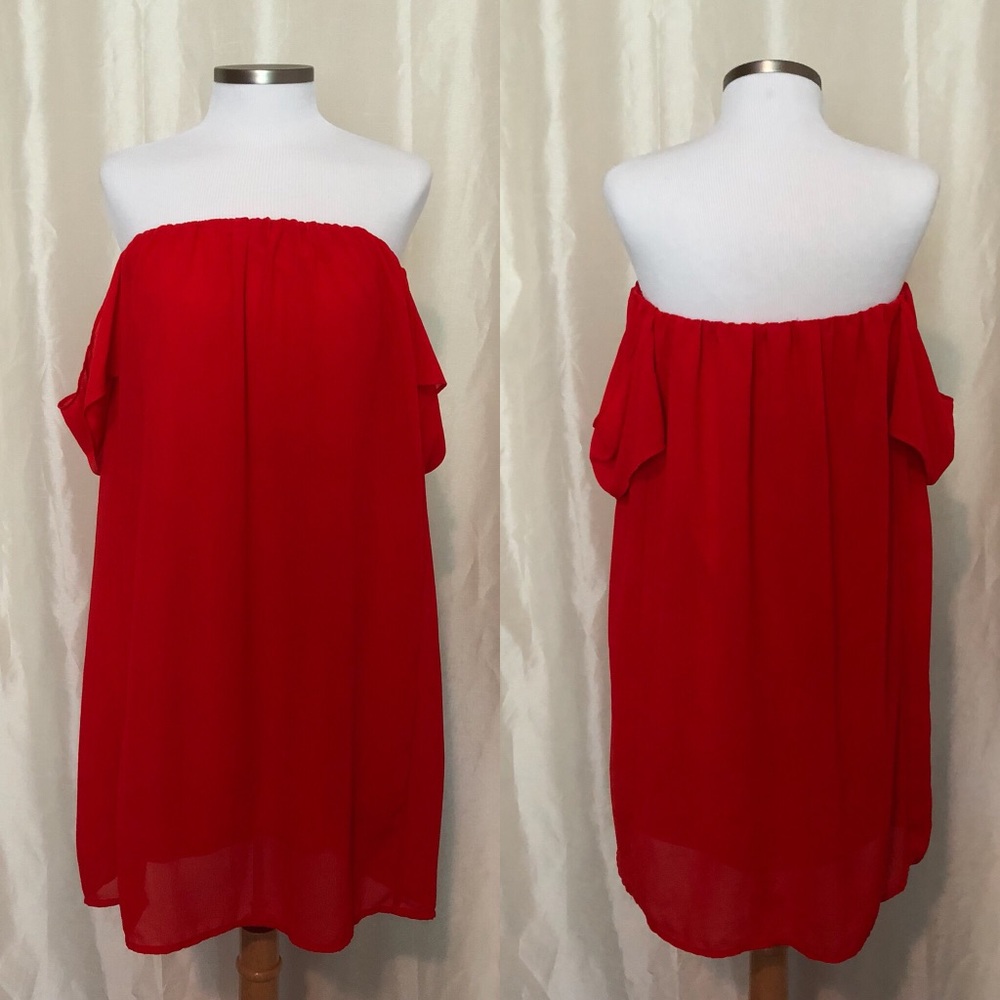 Lulus Red Off the Shoulder Dress NWOT
